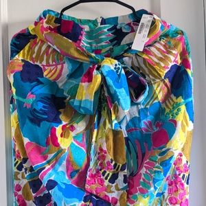 J.Crew Vibrant Watercolor Floral G6742 Tie Waist In Seaside Skirt